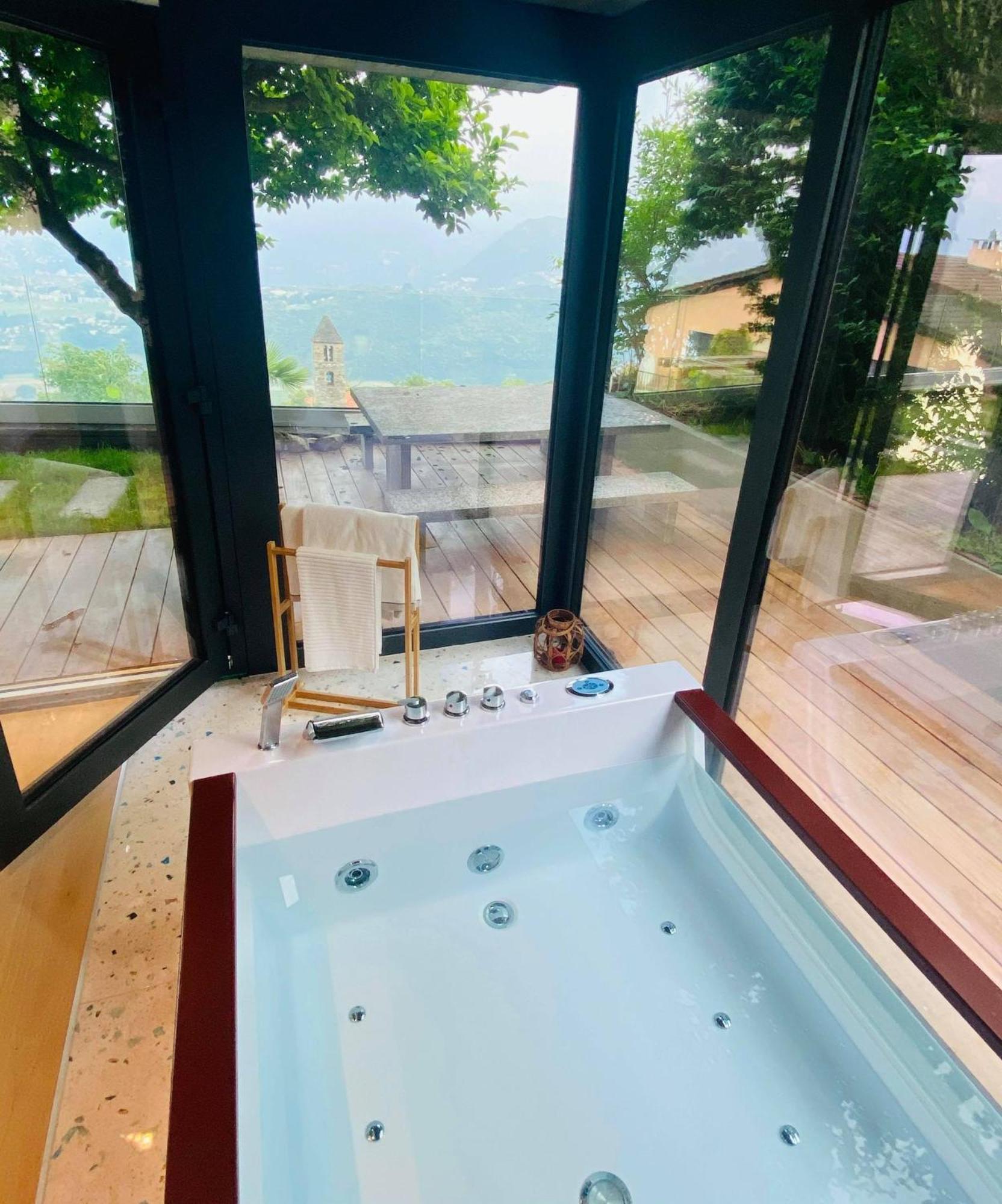 Family Suite With Garden And Amaizing View To Lugano Cademario Bagian luar foto