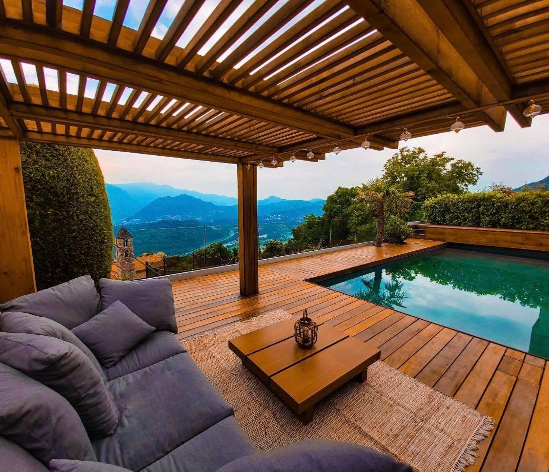 Family Suite With Garden And Amaizing View To Lugano Cademario Bagian luar foto