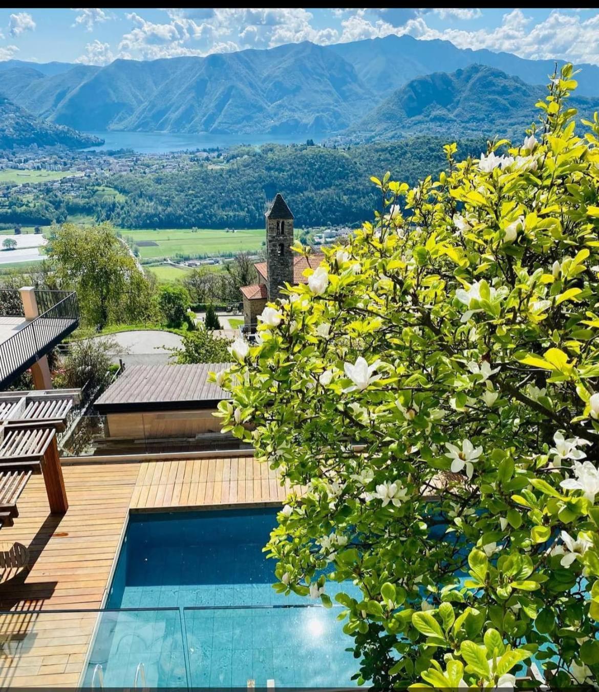 Family Suite With Garden And Amaizing View To Lugano Cademario Bagian luar foto